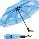 SY COMPACT Umbrella Automatic Travel Waterproof Light Folding Umbrellas Easy Carry for Women and Men (Sky Blue)