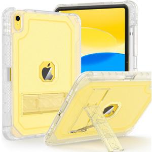 Case for iPad 11-inch (A16) 2025 / iPad 10th Gen 10.9 inch 2022, Heavy Duty Shockproof Rugged Protective with Pencil Holder, 11th / 10th Translucent Cover with Kickstand
