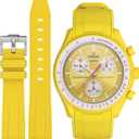 Omega, Swatch, Rolex Watch Band for 20mm Watches, No Gap, Soft Silicone, Easy to Use and Customize (Yellow)
