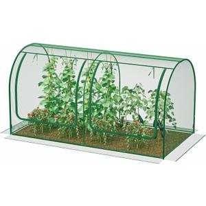 98x49x49in Garden Plant Netting Mesh Cover for Raised Bed with Roll-up Zipper Door for Vegetables Fruits, Large Tunnel Gardening Net, Green