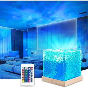 Luminorthe Cube Lamp Northern Lights Projector, 16 Colors Gradual Rotating Flame Water Lights for Bedroom, Ocean Lamp with Remote Control for Office Bar Restaurant Bedroom Underwater Projector Light