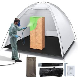 Portable Paint Booth Tent - 10x8x6.6ft Larger Spray Paint Tent with Built-in Floor, Mesh Screen, and Ground Stakes, Spray Booths Painting Tent Station for Furniture DIY Hobby Tool, Spray Paint Shelter