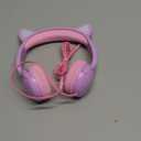 Olyre Kids Headphones, Safe 85db Volume Control Light Up Cat Ear Headphones for iPad Fire Tablet Kindle, On-Ear LED Children Headphones for School Learning Travel - Purple/Pink