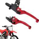 JFG RACING Motorcycle Clutch Brake Lever 7/8'' 22mm Folding Levers Aluminum Alloy Universal for 110cc 125cc 140cc 150cc SSR Apollo RFZ 125 DBX18/19 Xpro Coolster Thumpstar Baja Dirt Pit Bike Red
