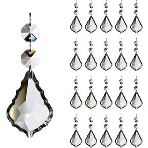 20pcs Crystal Chandelier Maple Leaf Prism Pendant Parts, 50mm Hanging Crystals Beads for Chandelier Wedding Decoration Clear