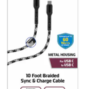 ZGEAR Metal Housing For USB C 10 Foot Braided Sync & Change Cable