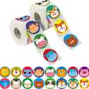 600 Adorable Round Animal Encouraging Incentive Stickers in 16 Designs with Perforated Line Expanded Version (Each Measures 1.5" in Diameter)