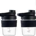 12oz Glass Shaker Bottle for Protein, 2 Pack Small Borosilicate Glass Protein Powder Leak-Proof Shaker Cup Mixes with 304 Blending Ball(12oz,Black)
