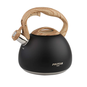 POLIVIAR Tea Kettle, Black Ti Stovetop Tea Kettle 2.7 Quart , Audible Whistling Teapot, Food Grade Stainless Steel for Anti-Rust and Anti Hot Handle, Suitable for All Heat Sources (JX2018-WB20)