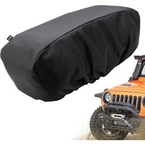 Winch Cover, Heavy Duty Waterproof Winch Protection Covering 12k Winch Accessories, Indoor Outdoor Weather Resistant Large Covers for Electric Winches 12000 -17500 Lbs - Black