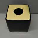 Bathroom Accessories - Ceramic Tissue Holder, Decorative Square Tissue Cover Box (Black and Gold)