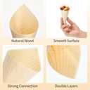 Queekay 100 Pcs Disposable Wooden Food Cones with 12 Holes Food Cone Display Stand Cone Holder for Charcuterie, Ice Cream, Catered Events, Party or Buffets(Straight,Bamboo)