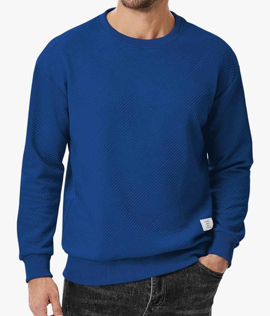 JMIERR Men's Crewneck Sweatshirt Casual Long Sleeve Geometric Texture Sweatshirts Fashion Pullover Shirts 2XL