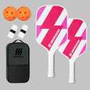 Carbon Fiber Pickleball Paddles Set of 2 - Carbon Fiber & Fiberglass Hybrid Face with Polypropylene Honeycomb Core, Cushion Grip and Carry Bag