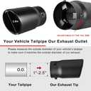 1"-2.5" Inlet Exhaust Tip Adjustable, 1"-2.5" x 3.5" x 6" Black Powder Coated Exhaust Tips, Black Stainless Steel Muffler Tip