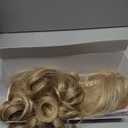 REECHO Curly Hair Extensions, 4PCS 16 inch Clip in Hair Extensions Lace Weft Short Curly Hair Extensions Clip Ins Invisible Natural Hairpieces for Women, Ash Blonde with Highlights