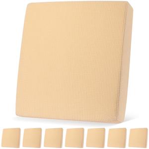 Newwiee 8 Patio Stretch Sofa Cushion Covers Outdoor Cushion Covers Replacement Couch Slipcovers Sofa Seat Cover Soft Chair Cover Furniture Protector for Pet (Ivory White,Waterproof)