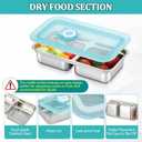 4 Pcs Stainless Steel Snack Containers, Grab and Go Snack Containers Reusable, Double Compartment Condiment with Lid Stainless Steel Food Storage for Classroom Travel and Outdoor Camping