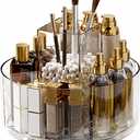 Taiuloo 360 Rotating Makeup Organizer, Lazy Susan Cosmetics Storage Turntable, Round Spinning Brush & Pen Holder, Clear Acrylic Organizer Tray for Vanity, Bathroom, Office Desk (5 Compartments)