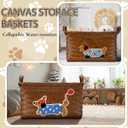 Boao 3 Pcs Dog Toy Wicker Storage Basket with Handle 15"x 11" x 7.9" Brown Handmade Rattan Woven Laundry Basket for Organizing Shelf Blanket Clothes Toy Car Bedroom Room Storage