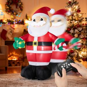 JOYIN 3 FT Tall Christmas Inflatable Santa, Remote Control Blow Up Santa with 360Rotation, Forward & Backward, Rechargeable Walking with Build-in LED & Music for Xmas Party Indoor Outdoor Decor