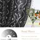Boho Curtains for Living Room 63 Inches Long Semi Sheer Linen Floral Curtains Vintage Farmhouse Window Curtain 2 Panel Sets for Dining Room Kitchen Black