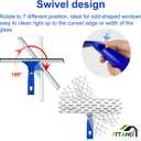 ITTAHO Window Squeegee Cleaner Tool,Window Cleaning Kit with Extension Pole,12" Squeegee and 11" Microfiber Scrubber Combi,Window Washing Equipment for Car, Indoor,Outdoor, High Windows-2 Pads