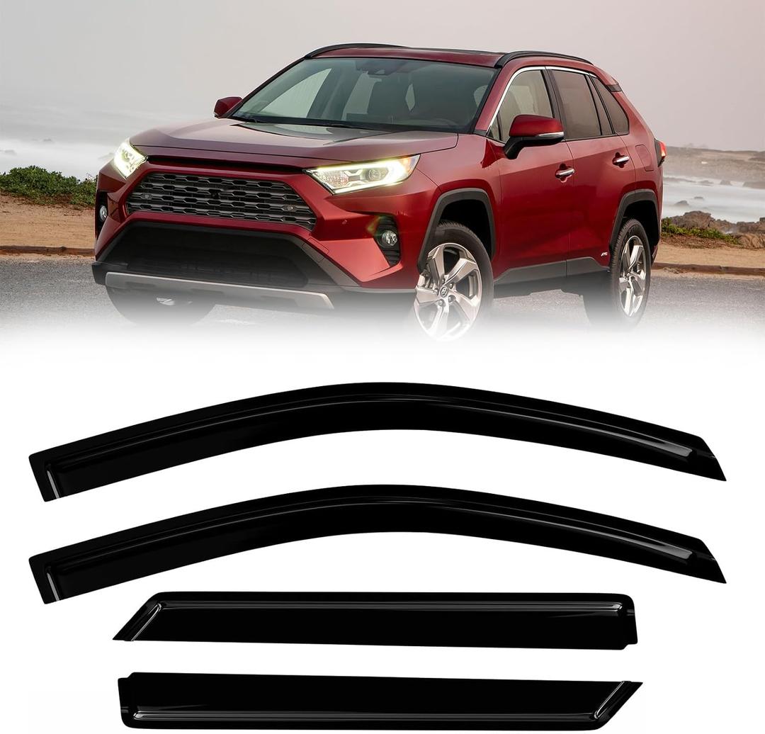 Window Rain Guards Compatible 2019-2025 Toyota RAV4 4PC Window Visors Vent Shade Deflector Tape On