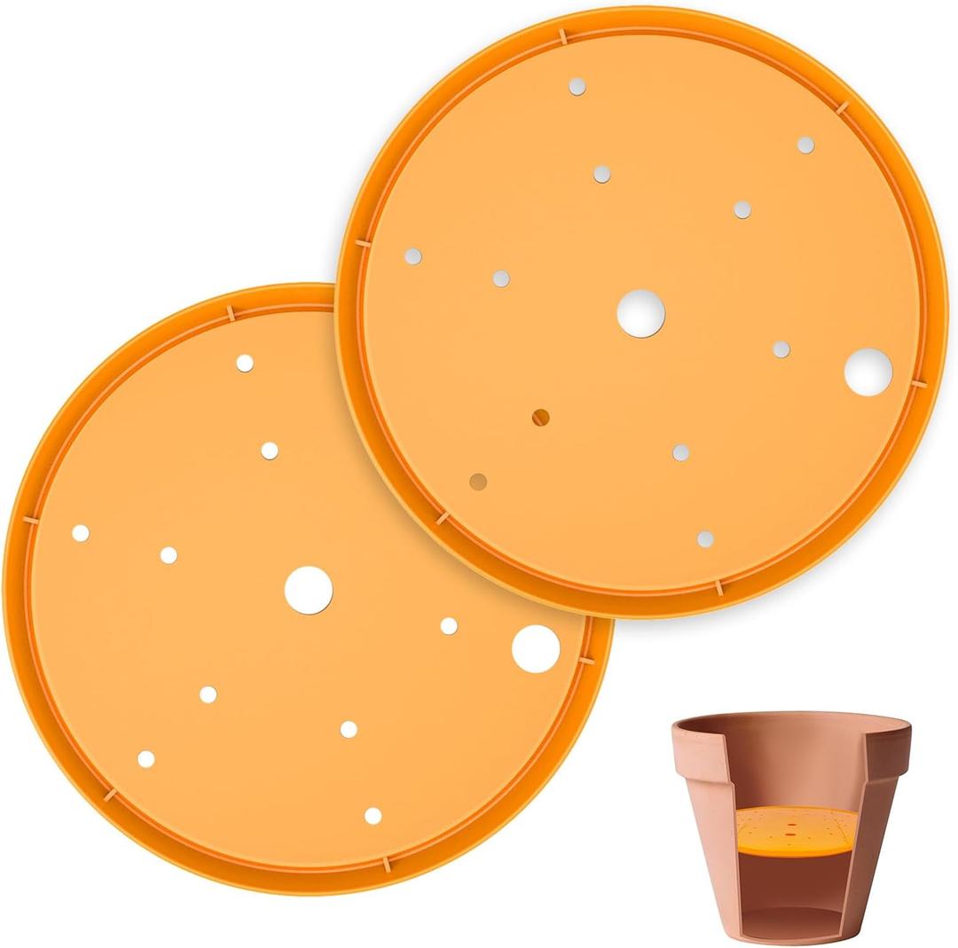 2Pcs Planter Inserts for Large Pots, 10" Round Plastic Planter Insert with Drainage Holes for Place Inside Planters to Use Less Potting Soil for Tall Flower Pots Plant Containers (10inch)