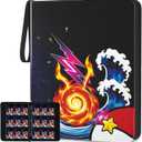 Trading Card Binder, 9 Pocket 900-Pocket with 50 Removable Binder Sleeves, 3-Ring Zipper Waterproof Card Collection Binder, Trading Card Holder for MTG/TCG Cards, Gifts for Boys and GirlsStarry Sky