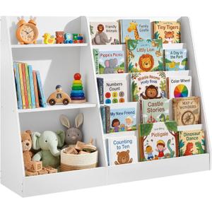 SONGMICS CUSTOS Collection - Book and Toy Storage Organizer, 5-Tier Montessori Kids Bookshelf and Toy Storage Shelf, for Children's Room, 11.8 x 40.8 x 31.5 Inches, Cloud White UGKR077WZ01, 2 Row