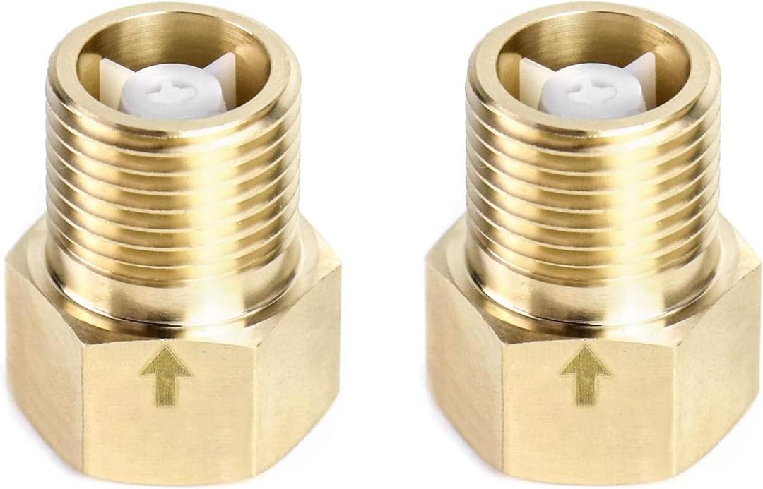 QWORK 2Pcs Brass One-way Check Valve, 1/2" Female to 1/2" Male Thread of Backflow Preventer