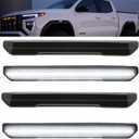 White LED Fender Side Marker Light Replacement for 2020-2024 GMC Sierra 2500HD 3500HD Pickup Truck Clearance Running Lights Smoked Lens 4 Pcs