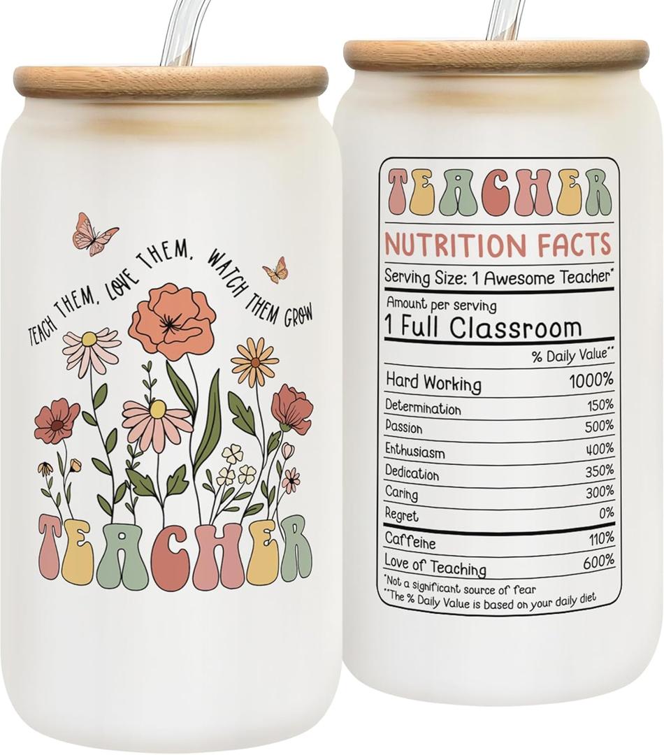MENANA Teacher Appreciation Gifts - Teacher Gifts for Women - Thank You Gift Ideas for Teachers Women Daycare Preschool - Teachers Appreciation Week, Birthday, Back To School Gift - 16 Oz Can Glass