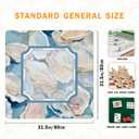 Coastal Mahjong Mats Cover, Summer Beach Mahjong Mat for Table 31.5 Inch | Blue Oyster Mahjong Mat With Rules, Noise Reduction Mahjong Game Pad, Beach Mahjong Gifts, Beach Mah Jong Mats, 31.5x31.5