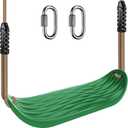 BeneLabel Non-Slip Swing Seat with Adjustable Rope and Carabiners - Heavy Duty Playground Swing Set Accessories for Kids and Adults - 220LB Capacity - Green