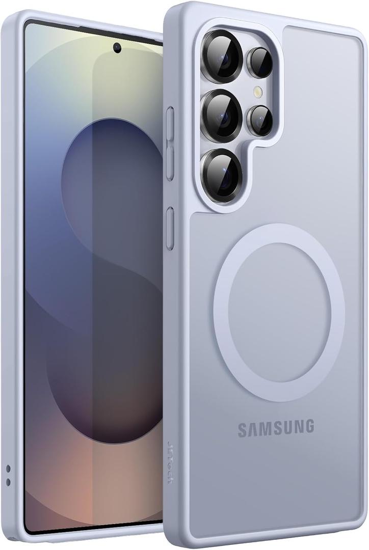 JETech Magnetic Case for Samsung Galaxy S25 Ultra 5G, Compatible with MagSafe, Translucent Matte Back Shockproof Phone Cover (Titanium Silver blue)