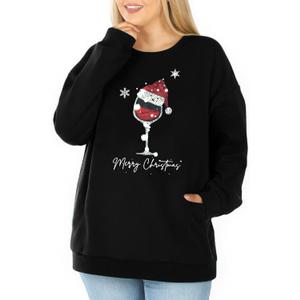 BLANCHES Plus Size Christmas Sweatshirts for Women Funny Xmas Sweater Pullover Cute Holiday Merry Christmas Graphic Tops (XXXL)