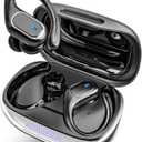 HAOYUYAN Wireless Earbuds Bluetooth 5.3 Headphones with 80H Playback, IPX7 Waterproof Over Ear Buds with LED Power Display for Sports Running Workouts Gray Black