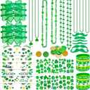 2 x DPKOW 61Pcs St Patricks Day Accessories, Shamrock Glasses Necklaces Wristbands Lcuky Clover Temporary Tattoos Beard Lcuky Coins St Patty's Day Accessories Decorations Irish Party Favors Gifts