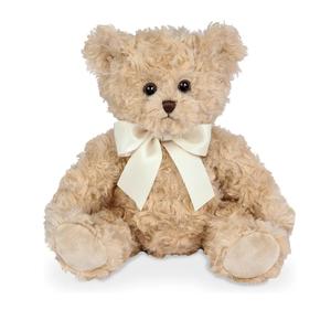 Bearington Tate Teddy Bear Stuffed Animal  18" Soft Teddy Bear Plush Toy  Classic Design Cuddly Bears with Satin Bow  Adorable Floppy Beige Plush Animal Gift for Kids and Toddlers