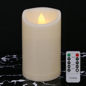 Flickering Flameless Candles with Remote and Timers, Waterproof Outdoor Indoor Battery Operated LED Pillar Candles for Home Wedding Decor, Ivory Plastic, D3 X H6, 1 Pack