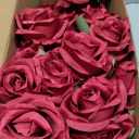 Hotop 40 Pcs Rose Artificial Flowers Bulk with Long Stem,Realistic Silk Fake Roses Bouquet for Home Wedding Centerpieces Party Table Decoration Valentines Gifts(Wine Red)