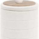 B FSOBEIIALEO Ottoman with Stroage, Round Sherpa Storage Ottoman Stool, Boucle Foot Rest 16.9"x16.9"x17.7"（White