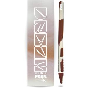 Brown & Beige Apple Pencil 2nd Generation Protective Sleeve Cover Grip, Apple Pencil Case, Magnetic Charging Compatible and Double Tap, Cow Print Swirl, Unique, Boho Neutral Colors