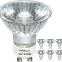 Vinaco GU10 C 120V 35W Bulb Dimmable, 6 Pack High Output 380LM GU10 C 110V 35W Candle Warmer Warm White 2800K, Long Lasting GU 10 Halogen Bulbs No Flicker for Candle Warmer Lamp & Track Lighting