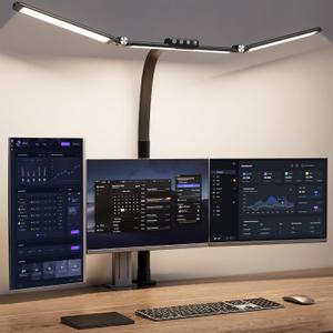 Large Desk Lamps for Home Office, 39.3" Architect Desk Lamp with Clamp, 24W Ultra Bright LED Desk Light Stepless Dimming Eye-Caring Office Desk Lamp for Study Work (Black)