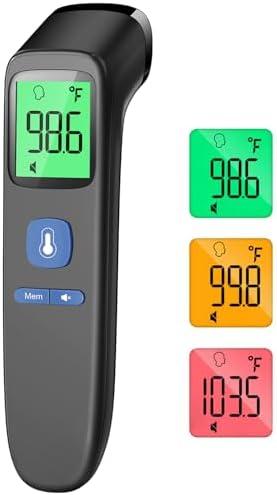 No-Touch Forehead Thermometer for Adults, Infrared Digital Baby Thermometer for Kids, Accurate Reading with Large Display, Mute Mode, Memory Recall, Fever Alarm