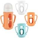 Silicone Sleeves with Handles for Pigeon Glass Bottle, 3 Pack Anti Breakage Baby Bottle Holder, 8.1oz