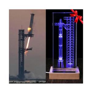 【Collector's Gifts】 SpaceX Starship Crystal Lamp, 3D Laser-Etched Rocket Night Light, Ultimate Gift for Space Enthusiasts, Sci-Fi Fans & Mars Dreamers (Regular)